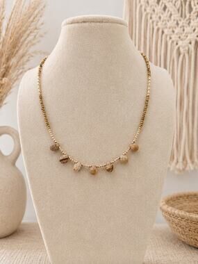 Euro Collection Bronze Beaded Stone Necklace New